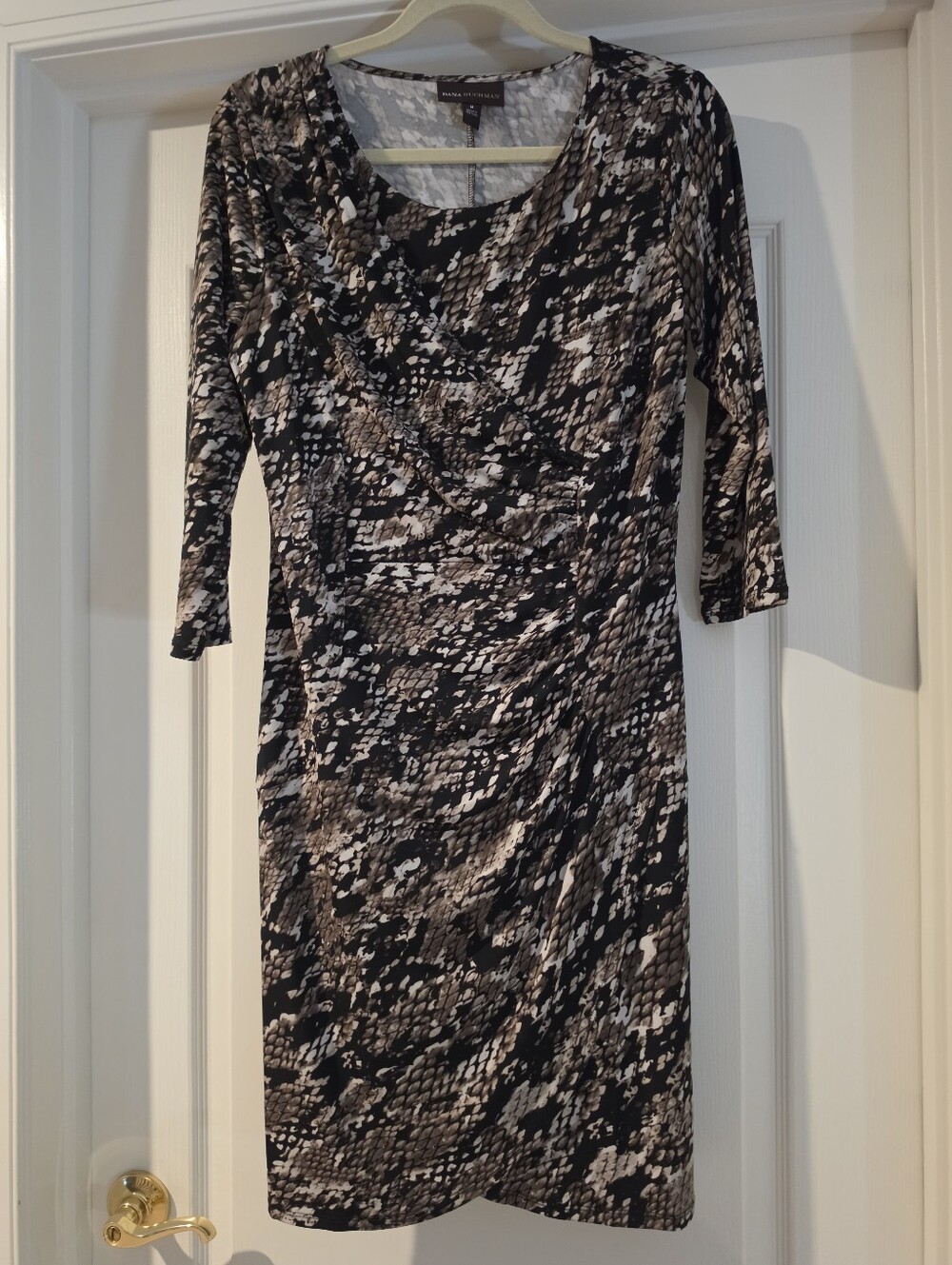 Dana Buchman Black & Taupe Printed Sheath Dress